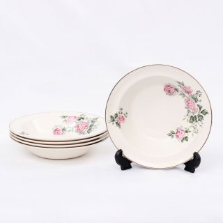 Set Of 5x Vintage Alfred Meakin England ‘pink Roses’ Breakfast Cereal Bowls