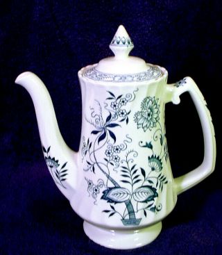 Vintage Wood & Sons Blue Fjord Coffee Tea Pot Teapot Lid Onion Ironstone England