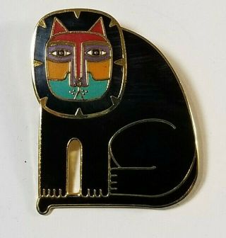 Vintage Laurel Burch Mayan Lion Cat Enamel Pin Signed