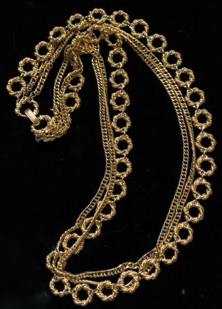 Vintage Trifari Multi Strand Gold Tone Necklace Signed 22 "