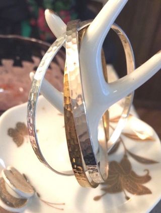 Vtg Sterling Silver 925 Gold Vermeil Triple 3 Entwined Bracelets 925 8 1/2 " 28g