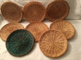 14 Various Vintage Wicker Rattan Bamboo (, 1 Plastic) Paper Plate Holders 2