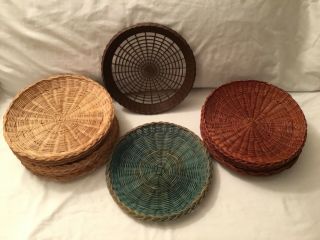14 Various Vintage Wicker Rattan Bamboo (, 1 Plastic) Paper Plate Holders 5