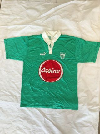 Mens Vintage Retro St Etienne Puma Football Jersey Green Size Xl