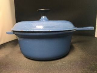 Vintage Cousances Blue Cast Iron 18 Sauce Pan With Lid