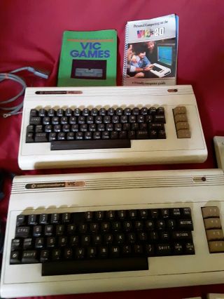 Vintage Commodore Vic 20 Computer w/C2N Cassette Player Controllers Cords Games 5