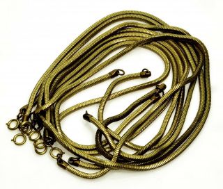 Vtg 10 Stylish Square Brass Snake Chain Necklaces Old Stock
