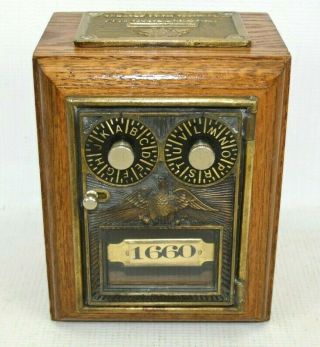 Vintage Post Office Combination Lock Box Coin Savings Bank Olde Tyme