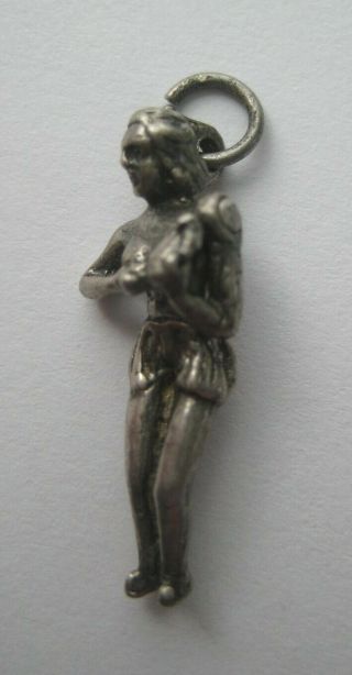 VINTAGE Sterling TEENAGE GIRL ON THE TELEPHONE Silver Bracelet Charm ARM MOVES 3