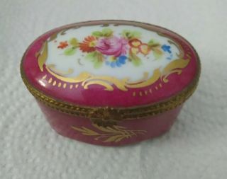 Vintage Limoges France Hinged Porcelain Trinket Box