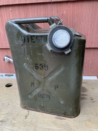 Vintage Usmc Green 5 Gal Jeep Gas Can Dot - 5l 20 - 5 - 81 Us G Willys Jerry,
