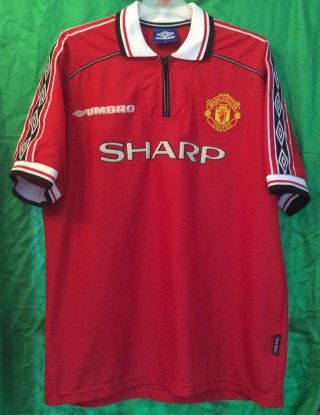 Vintage Umbro Manchester United Fc 98/99 Treble Season Football Shirt Size Xl