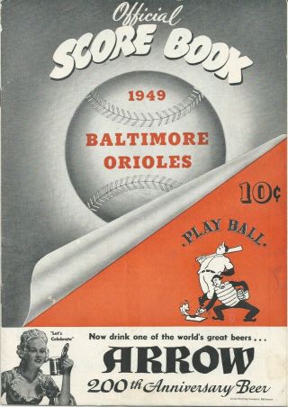 Vintage 1949 Baltimore Orioles Minor League Program/score Book Scored