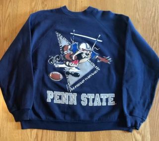 Vintage Ncaa Taz Looney Tunes Penn State Football Crewneck Sweatshirt Xl