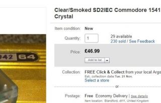 Clear/Smoked SD2IEC Commodore 1541 Disk Drive Emulation C64 Vic20 C128 Crystal 4