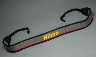 Vintage Nikon 43 " Gray Red Yellow Gold Logo Camera Neck/shoulder Strap