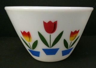 Vintage Fire King Oven Ware Splash Proof Tulip Glass Mixing Bowl 7 1/2 " 2 Qt Vn