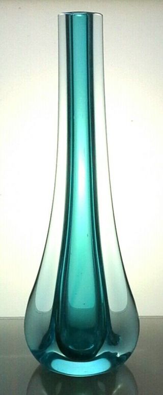 Vintage Galliano Ferro Murano Sommerso Stem Vase - Turquoise