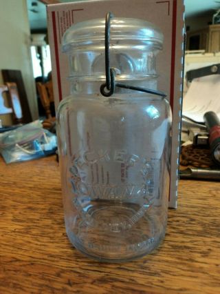 Vintage Deckers Iowana Clear Quart Mason Jar