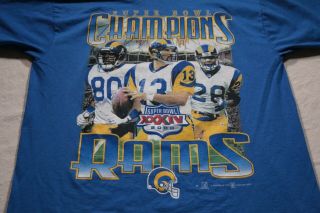 Vintage L.  A.  Los Angeles Rams Bowl Champions T - Shirt St.  Louis Shirt