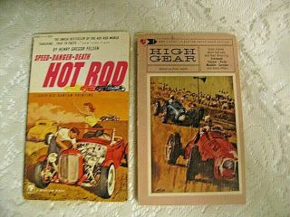 2 Vintage Hot Rod Fiction Paper Back Books - Hot Rod And High Gear 1958 1963