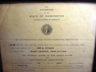Vintage 1921 State Of Washington National Guard Officer Commission Certificate 3
