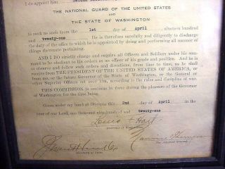 Vintage 1921 State Of Washington National Guard Officer Commission Certificate 4