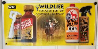 Vintage Hunting Wildlife Center Deer Scent Advertising Display Sign
