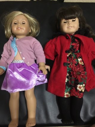 2 Full - Size American Girl/ Pleasant Company Dolls Kit & Samantha W/ Clothes Vtg