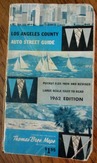 Vtg Thomas Guide Los Angeles 1962 County Street Guide Pocket Size
