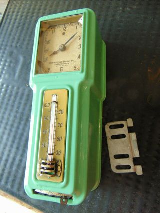 Vintage Jadite Green Honeywell Wall Thermostat - Clock - Thermometer - - - Wow