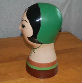 Vintage Hand Painted Ceramic Pottery Mannequin Womans Head Hat / Wig Stand Form 2