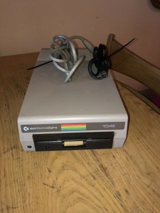 Vintage Single Floppy Disk Drive 1541 For Commodore 64 Computer & Cables Exc