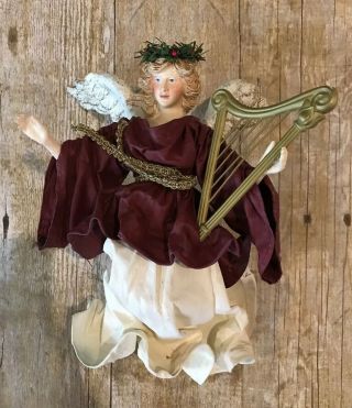 Vintage Clothtique By Possible Dreams Christmas Angel With Harp 1988