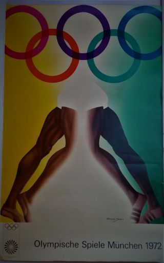Allen Jones 1972 Munich Olympics Rings Poster Vintage Lithograph Print