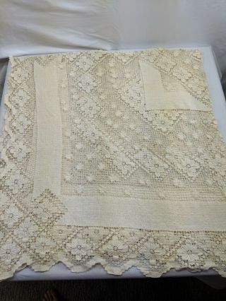 Floral Lace Tablecloth Vintage Square Crochet Cotton Table Cloth Cover Topper