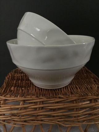 Vintage Bowls,  Salad,  Mixing,  Serving,  Rimmed,  White,  Portugal,  2 Large Bowls