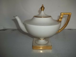 Vintage Lenox Teapot White With Gold Trim.