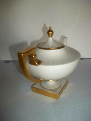Vintage Lenox Teapot white with gold trim. 2