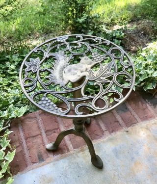 Vintage Brass Squirrel Plant Stand Table Top Brass Ornate Table 13 - 1/2” X 10”