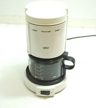 Vintage Braun 4 Cup Coffee Maker Machine Type 3075 / Kf12 White 750w W/ Carafe