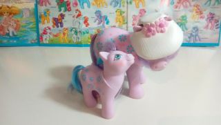 Vintage G1 My Little Pony Mommy & Baby Bright Bouquet With Bonus Hat