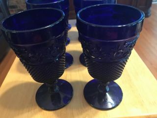 8 Radiance - Cobalt Blue Vintage Stemware Water Goblets,  Ec