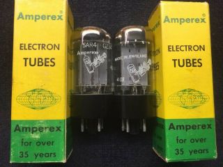 2 Nos Nib Amperex Mullard 5ar4 Gz34 4 Notch Rectifier Tubes Gt.  Britain