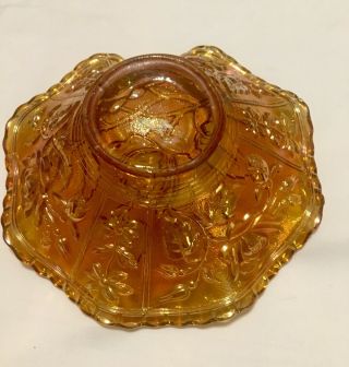 Imperial OPEN ROSE Marigold Carnival Glass Small Fluted Edge Bowl 5 1/2” Vintage 4