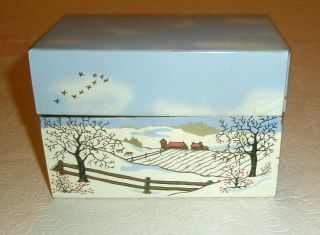 Vintage Syndicate Mfg Co Recipe Box Country Snow Scene