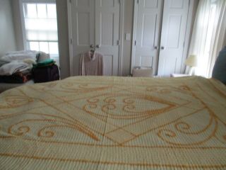Vintage Full Yellow Chenille Cotton Bedspread