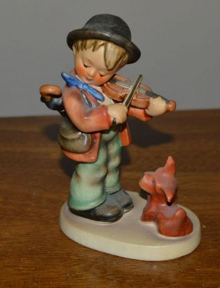 Vintage Puppy Love Hummel 5 " Figurine 1 - Violinist With Dog - Fine Colors