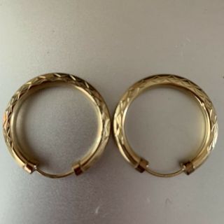 Vintage 9ct Gold Hallmarked Hoop Earings With Diamond Cut Detail 5
