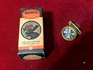Marbles Gladstone Michigan Usa Brass Compass And Box Of Gun Cleaning Patches